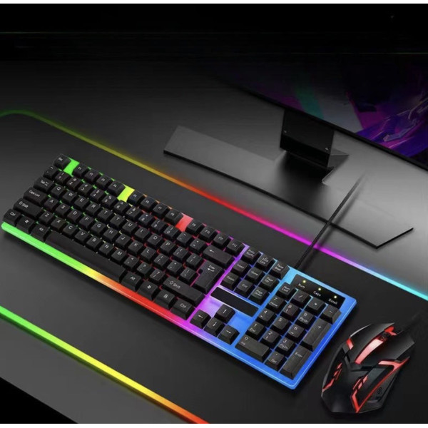 Проводной игровой комплект T350: клавиатура и оптическая мышь с LED-подсветкой, USB