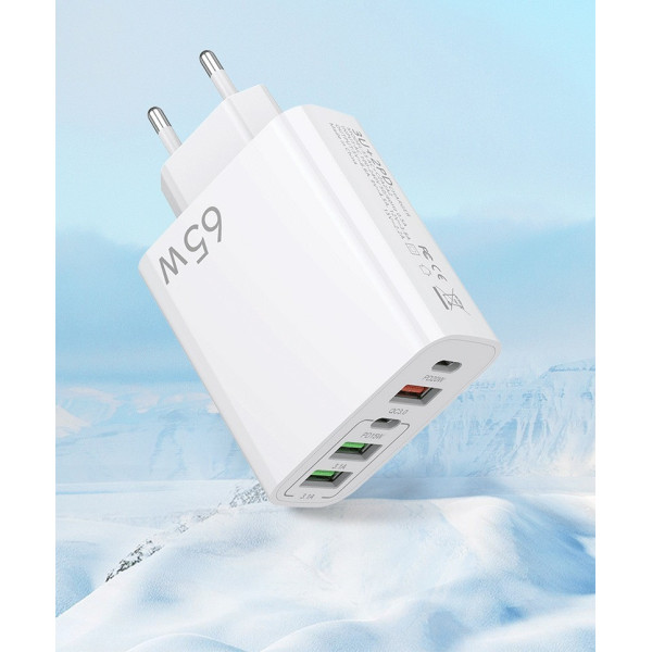 Сетевое зарядное устройство 65 Вт на 5 портов: 2 × USB Type-C PD и 3 × USB-A QC 3.0