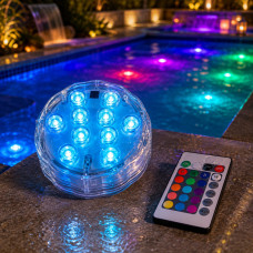Светодиодная водонепроницаемая RGB лампа MAG-717 для бассейна с пультом ДУ, 12 цветов