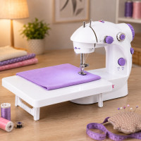 Портативная швейная машинка Sewing SM202A со столиком, педалью и подсветкой, питание 220В или 4 батарейки AA