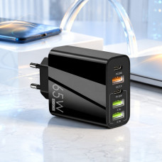 Сетевое зарядное устройство 65 Вт на 5 портов: 2 × USB Type-C PD и 3 × USB-A QC 3.0