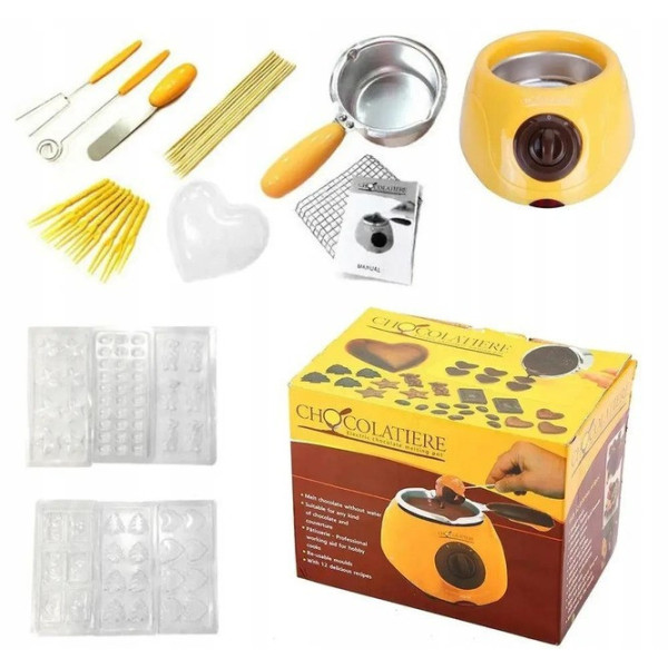 Электрический набор для шоколадного фондю Chocolate Fondue Set с формами и аксессуарами, 200 г