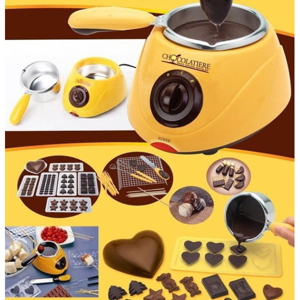 Электрический набор для шоколадного фондю Chocolate Fondue Set с формами и аксессуарами, 200 г