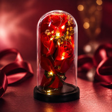 Декоративная композиция KR-04 из 3-х роз из мыла в колбе, LED подсветка, подарочный букет
