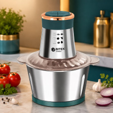 Электрический измельчитель BITEK BT-7019 с металлической чашей 2 л, 1000 Вт, 2 скорости и 4 ножи