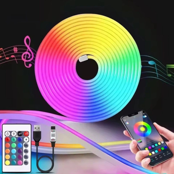 Умная неоновая LED-лента Gosund RTS0046 5 м с Wi-Fi, RGB и пультом управления