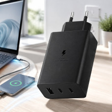 Сетевое зарядное устройство Trio 65 Вт с 2×USB-C и USB-A, PD 3.0/SFC/AFC, черный