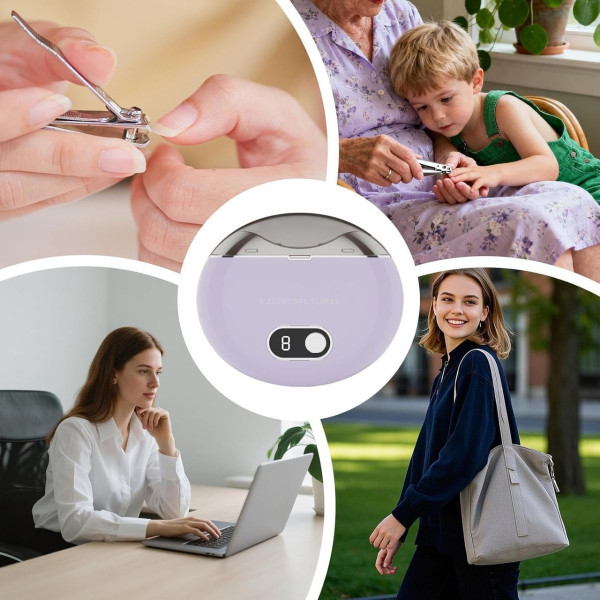 Аккумуляторный триммер для стрижки ногтей Nail Clipper с дисплеем и контейнером для обрезков