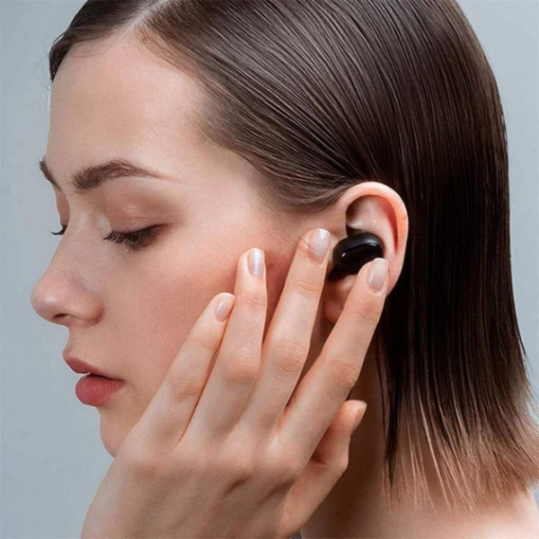 Беспроводные вакуумные наушники AirDots Black TWS Bluetooth с микрофоном и зарядным кейсом