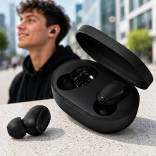 Беспроводные вакуумные наушники AirDots Black TWS Bluetooth с микрофоном и зарядным кейсом